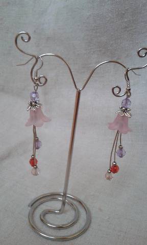 boucles d'oreilles fleur rose