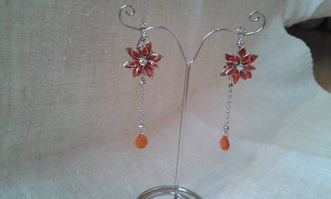 boucles d'oreilles fleur rouge