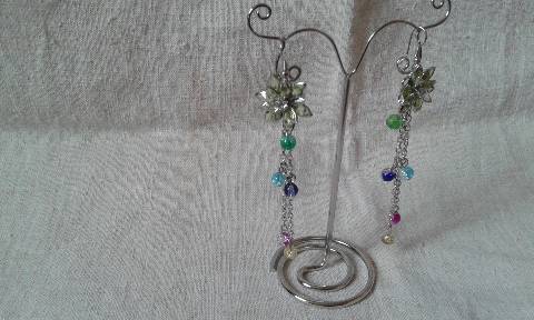 boucles d'oreilles fleur verte