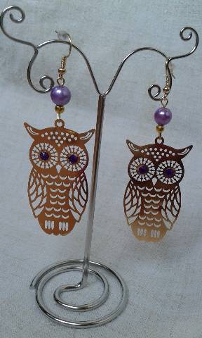 boucles d'oreilles hibou doré