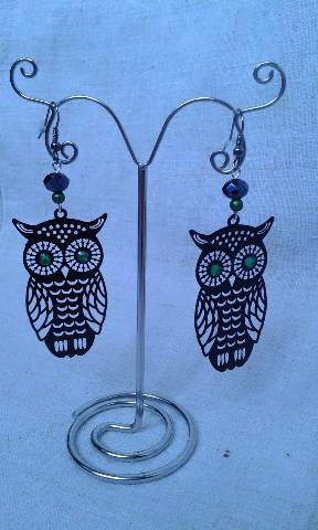 boucles d'oreilles hibou noir