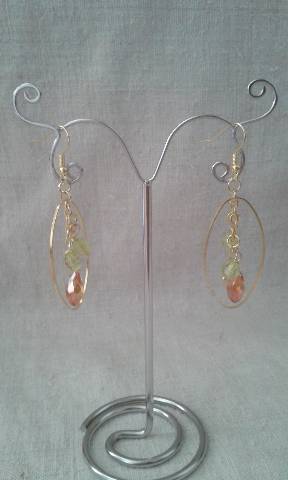 boucles d'oreilles ovale doré et perles