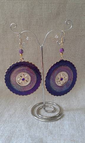 boucles d'oreilles roue violette