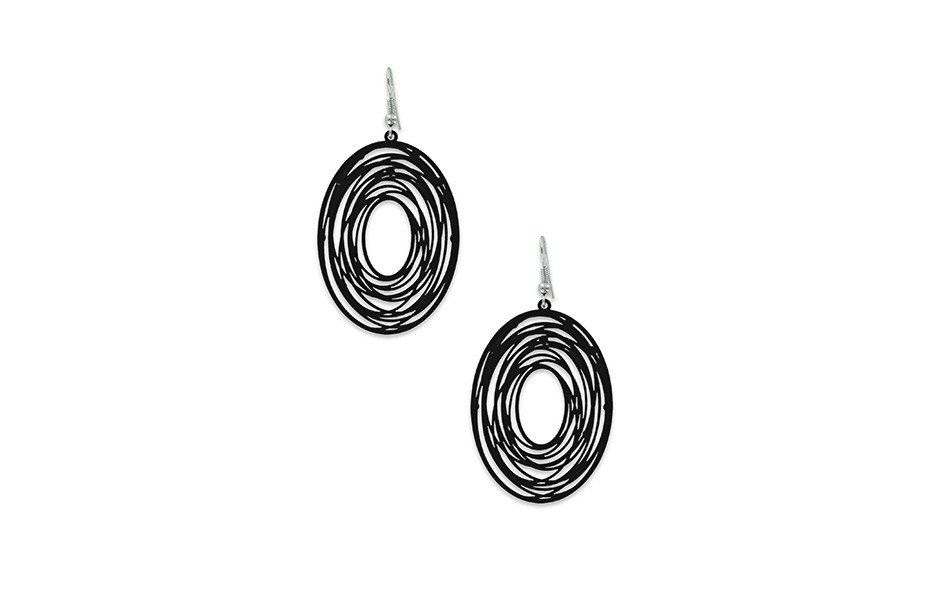 boucles d'oreilles ovales noires