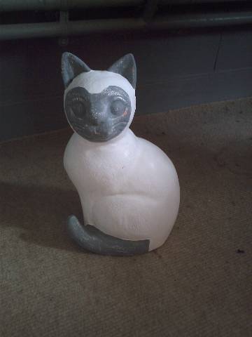 chat patiné blanc et gris gustavien