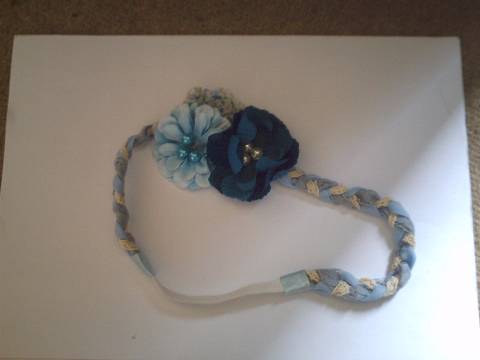 headband deux fleurs bleues