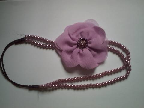 headband perles et fleur violette
