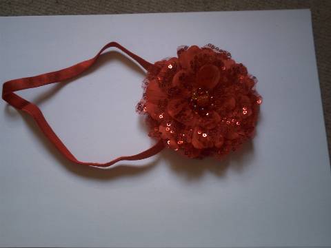 headband fleur rouge